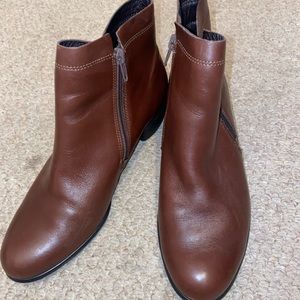 brown leather ankle boots